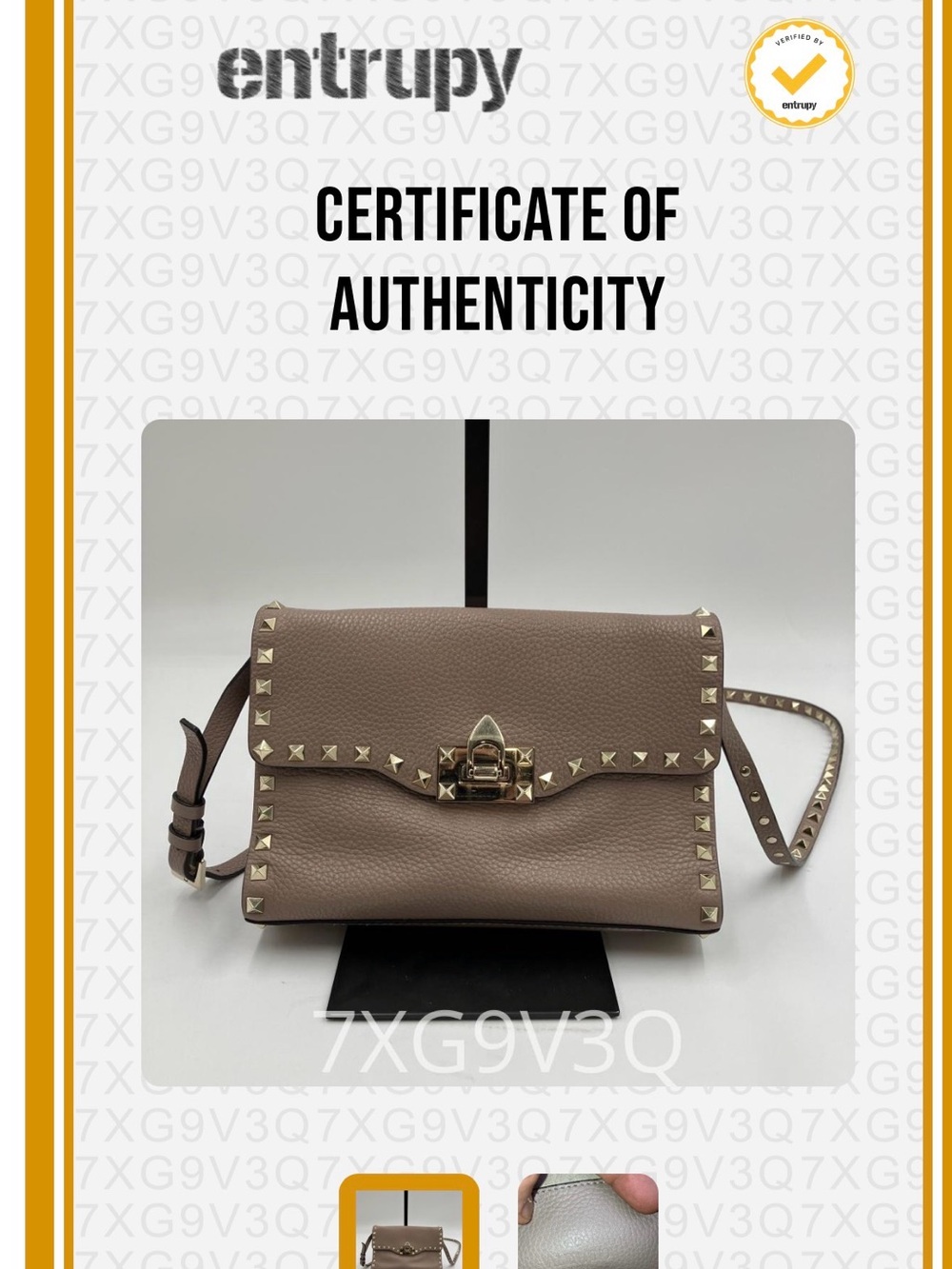 Tan Valentino Garivani Small Rockstud Calfskin Crossbody Bag - Picture 15 of 15